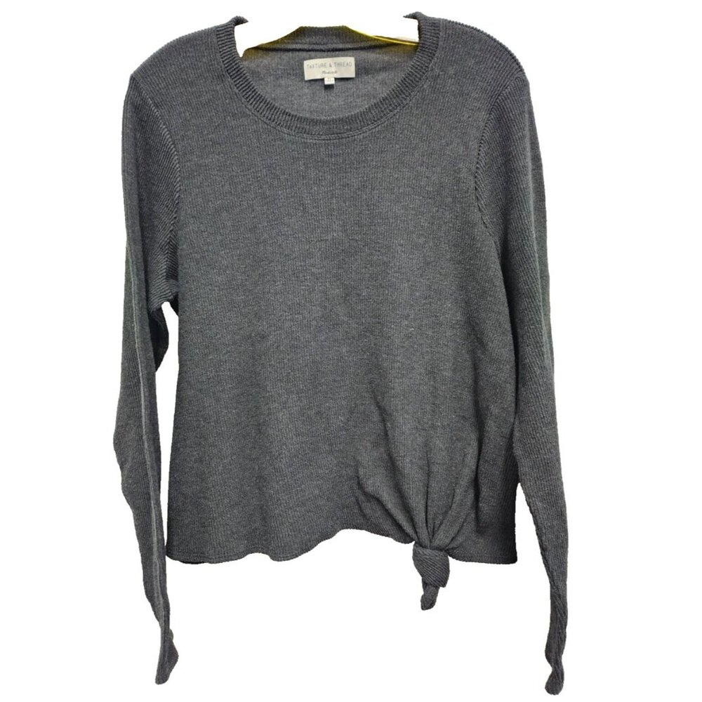 Madewell Texture & Thread Womens Top Size XL Gray Jacquard Knot Front Minimalist